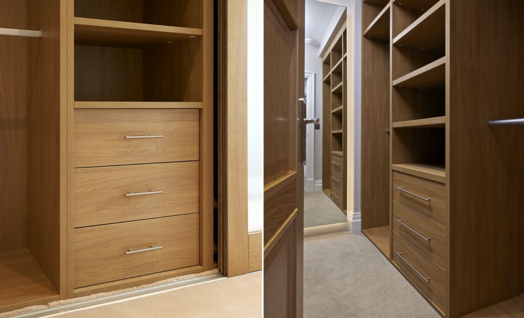 Wardrobe interior solution with drawers and shelves